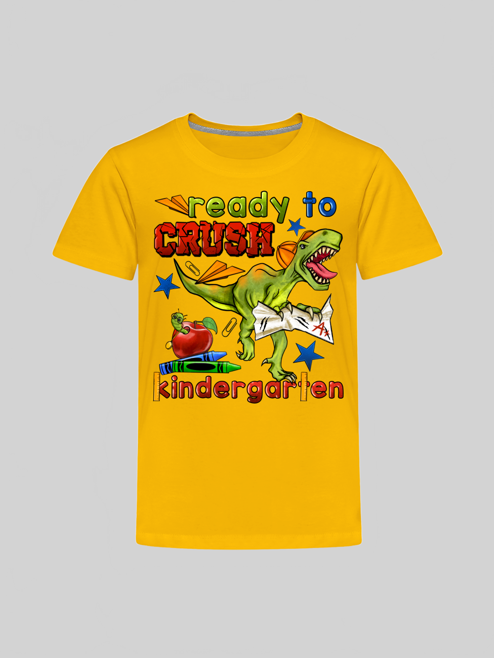 Toddler Boys Dinosaur Ready To Crush Kindergarten Short Sleeve Tee Shirt for Bac