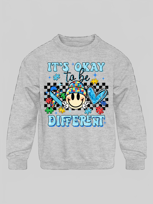 Toddler Boys It's Okay to be Different Crewneck Long Sleeve Gray Sweatshirt