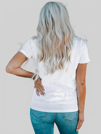 Women Letter Graphic Round Neck Short Sleeve T-Shirt