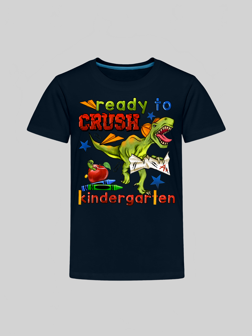 Toddler Boys Dinosaur Ready To Crush Kindergarten Short Sleeve Tee Shirt for Bac