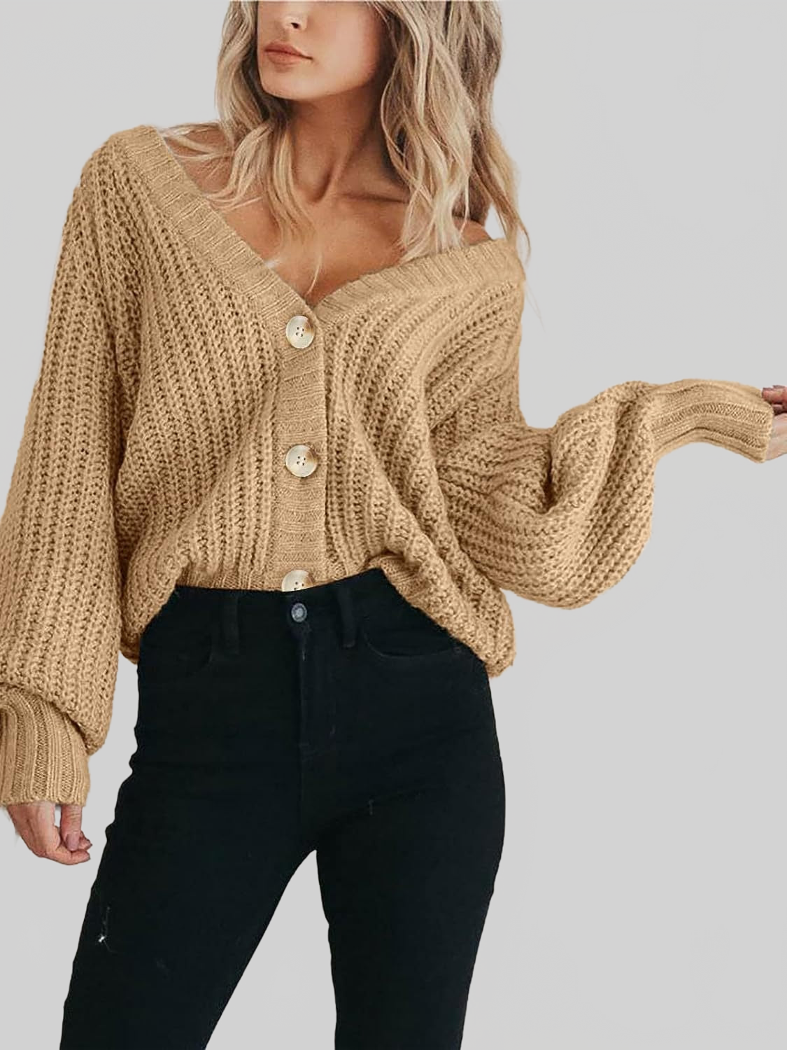 Women Button Up Long Sleeve Cardigan