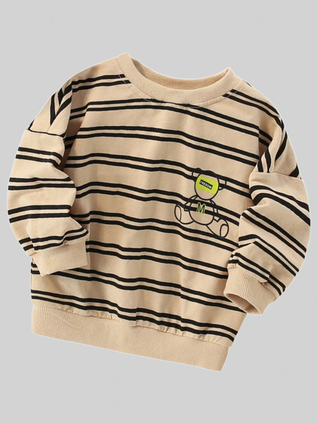 Toddler Boys Striped Bear Crew Neck Sweatshirt