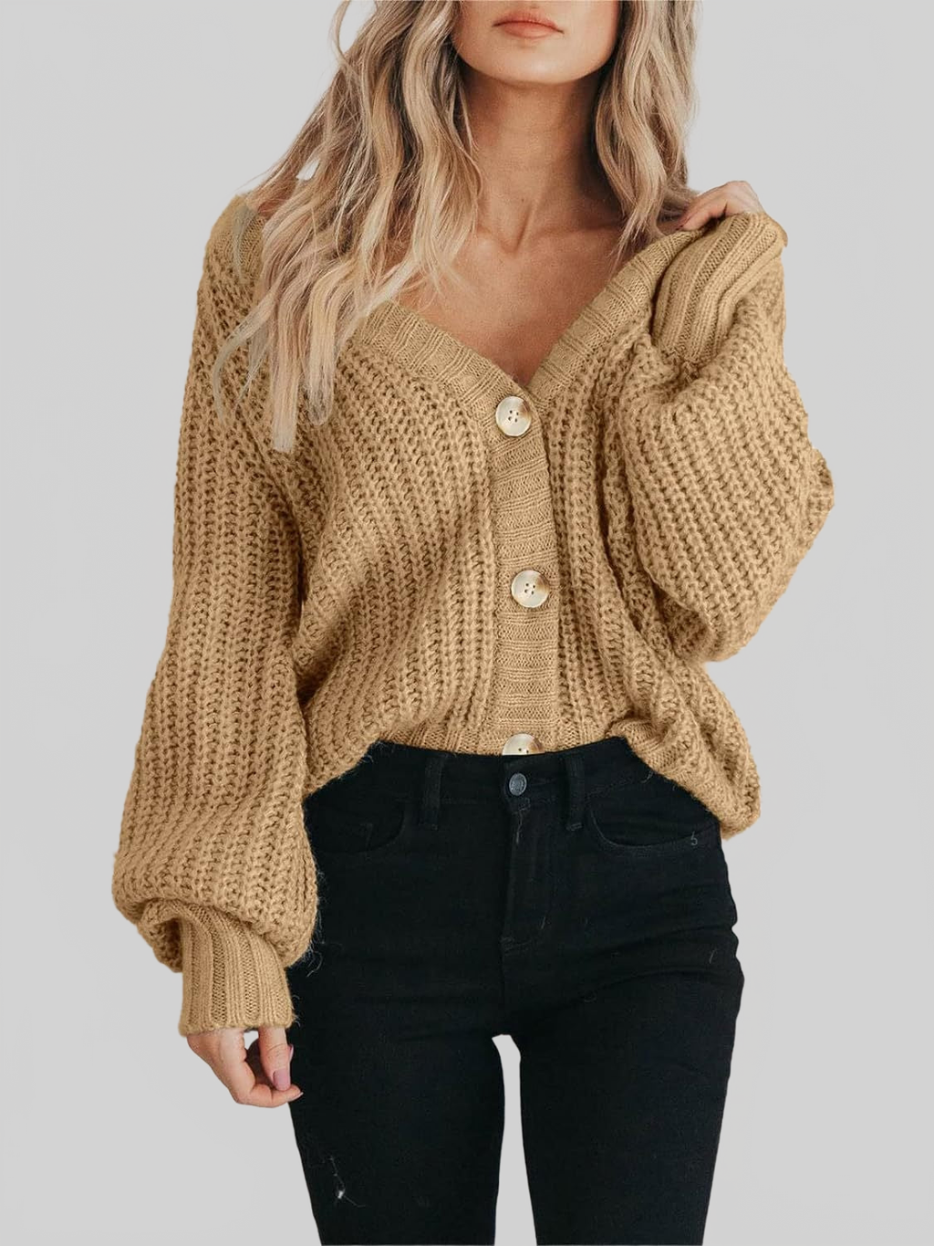 Women Button Up Long Sleeve Cardigan