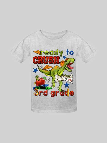 Boys Ready To Crush Third Grade Short Sleeve Tee Shirts for Back To School