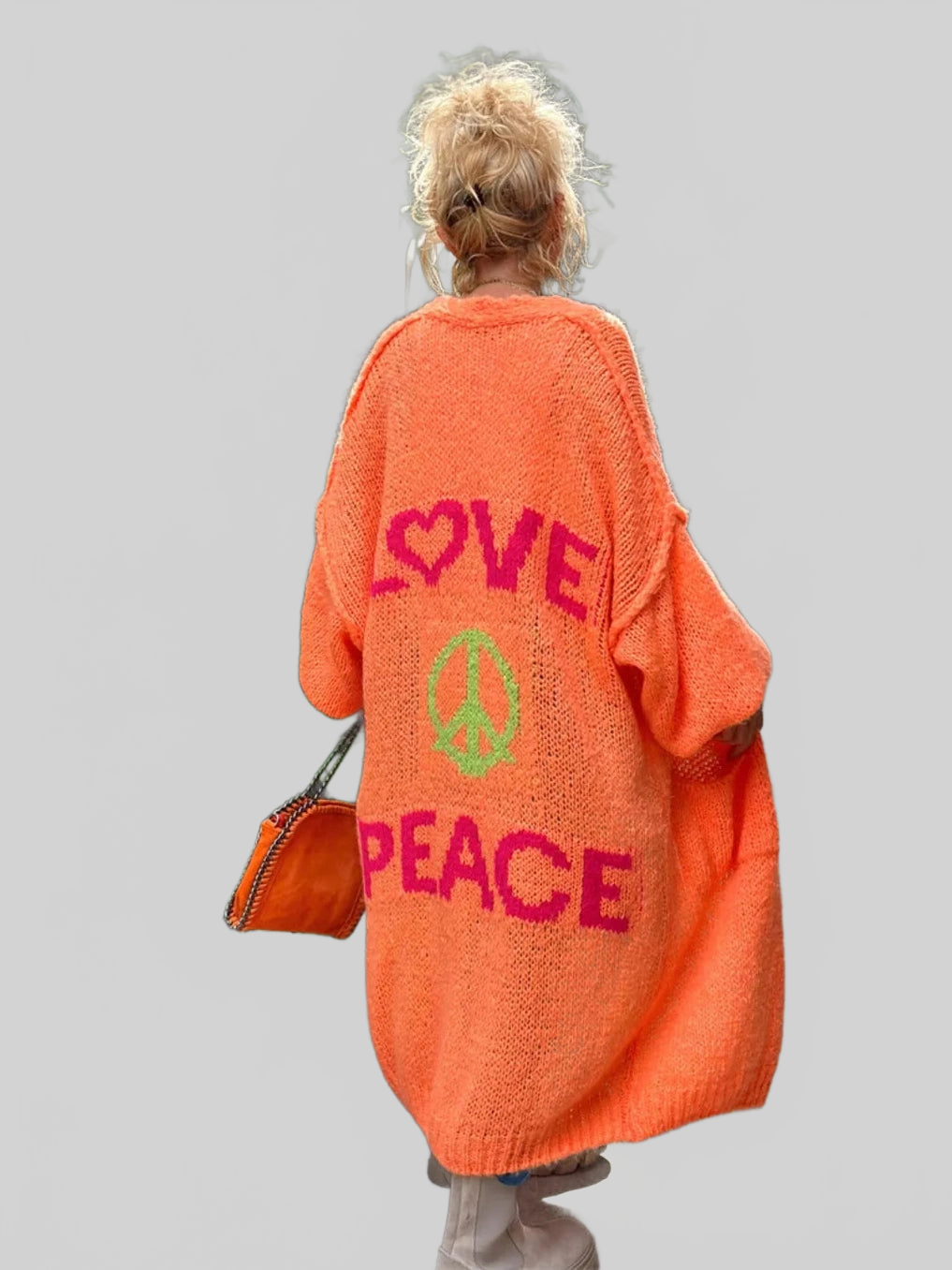 Letter Dropped Shoulder Long Sleeve Cardigan