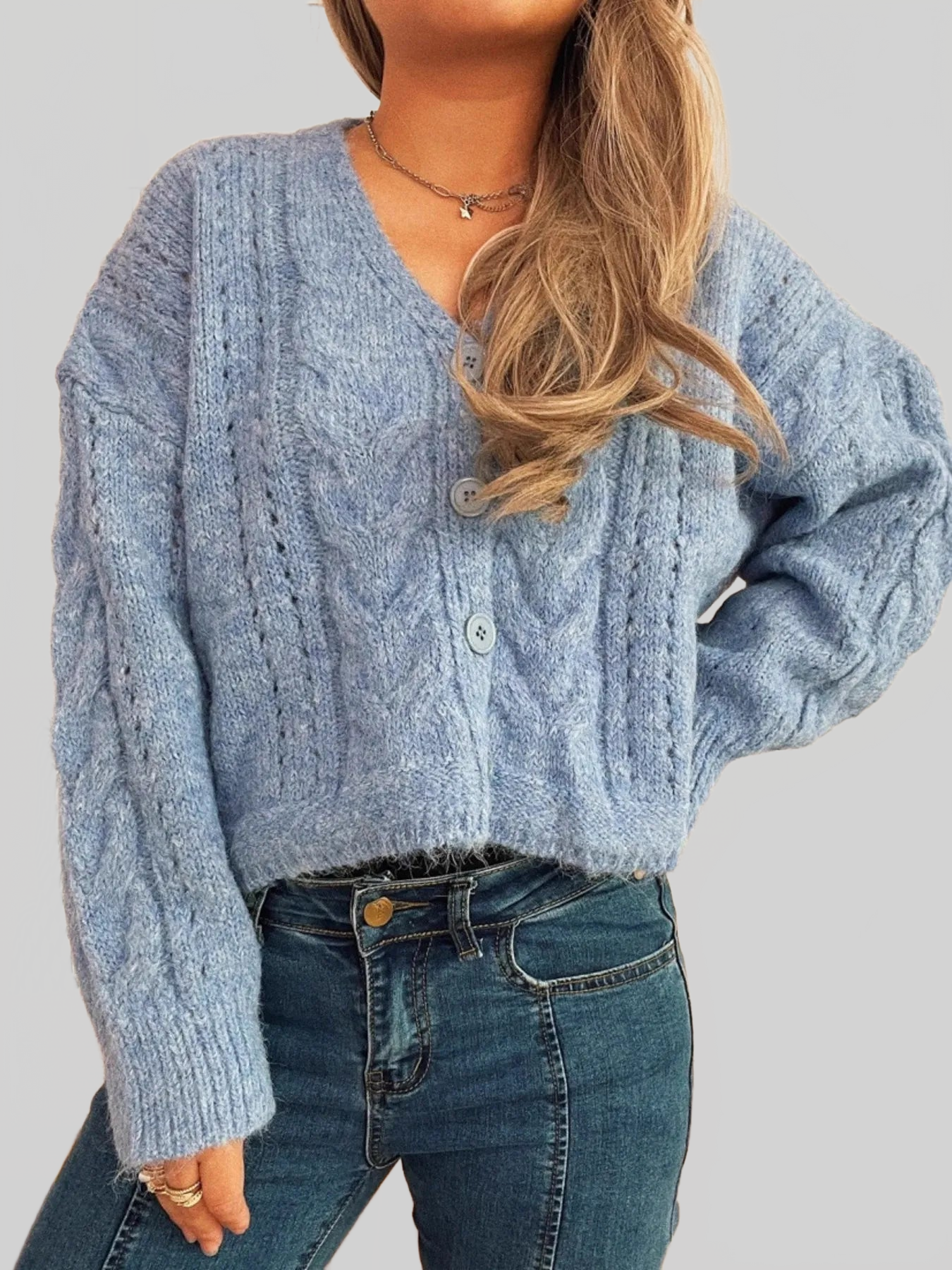 Cable Knit Button-Up Cardigan