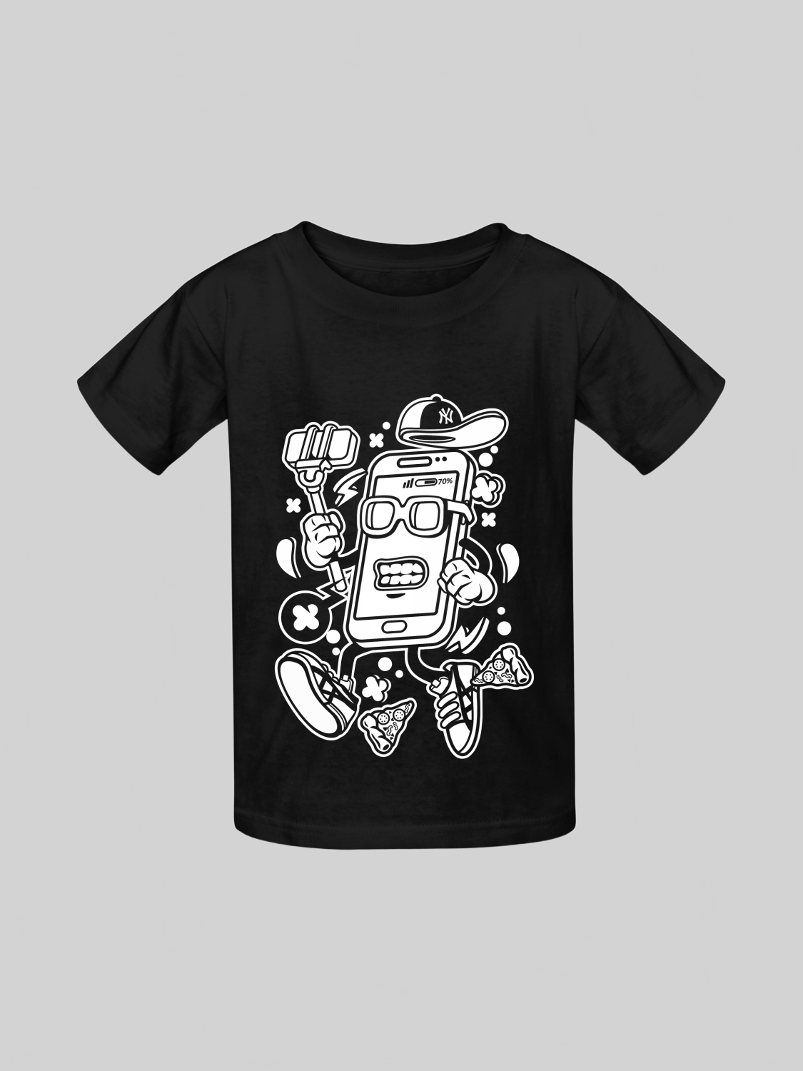 Boys Selfie Cell Phone Short Sleeve Crewneck T-Shirt