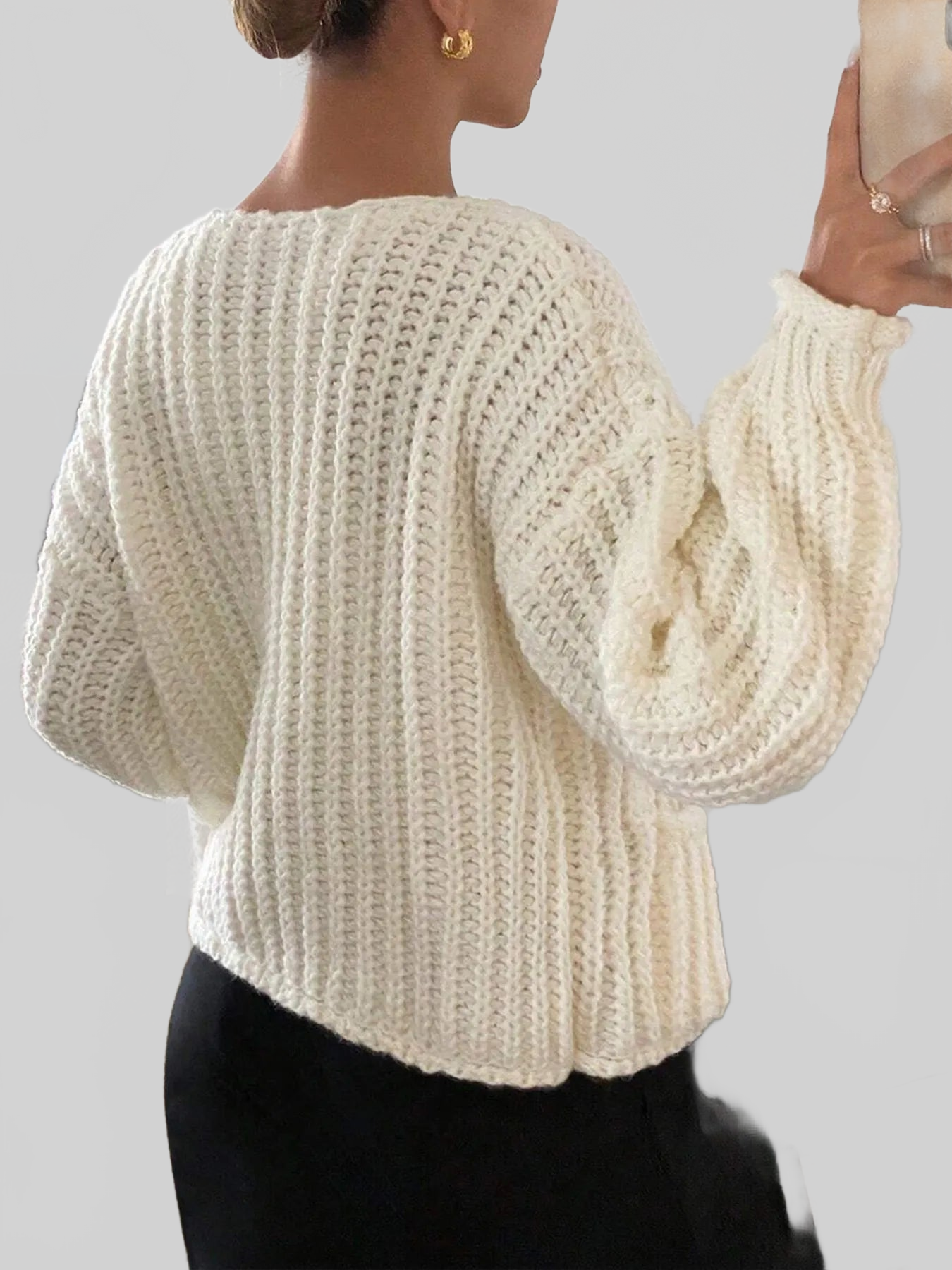 Button-Front Knit Cardigan with Pockets