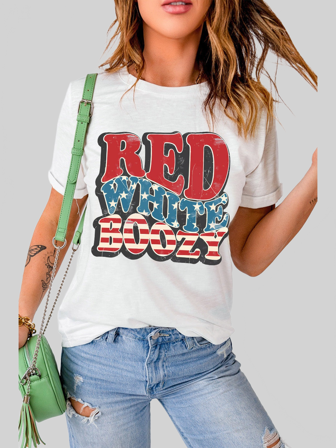 Women Letter Graphic Round Neck Short Sleeve T-Shirt