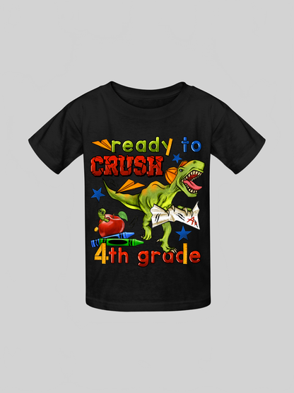 Boys Ready To Crush Fourth Grade Short Sleeve Tee Shirts for Back To School
