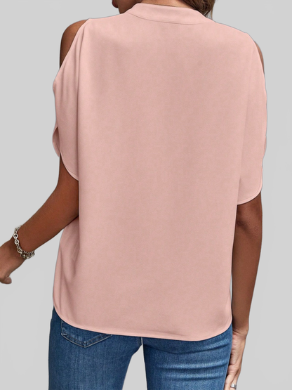 Women Notched Cold Shoulder Blouse