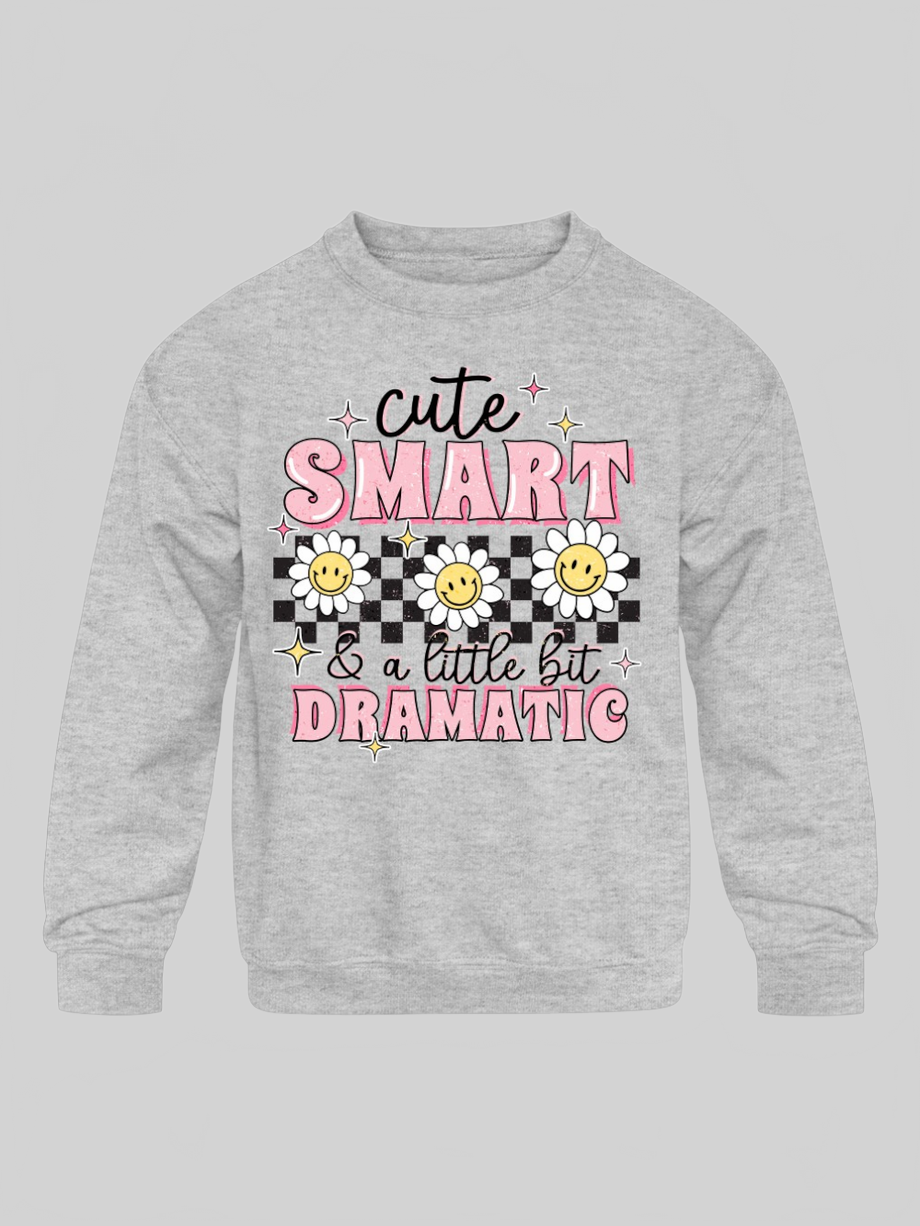 Girls Cute Smart Dramatic Long Sleeve Crewneck Sweatshirt