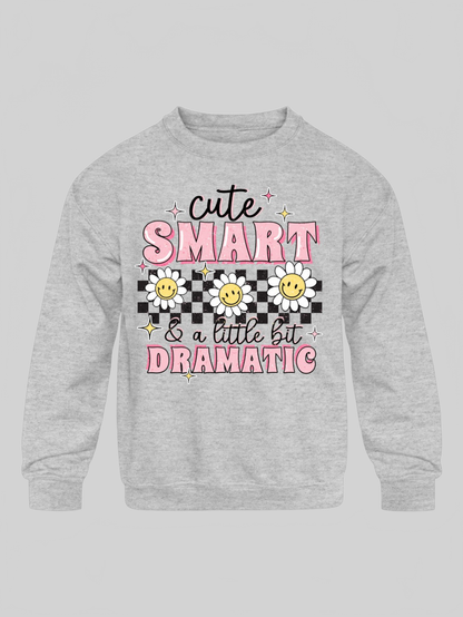 Girls Cute Smart Dramatic Long Sleeve Crewneck Sweatshirt