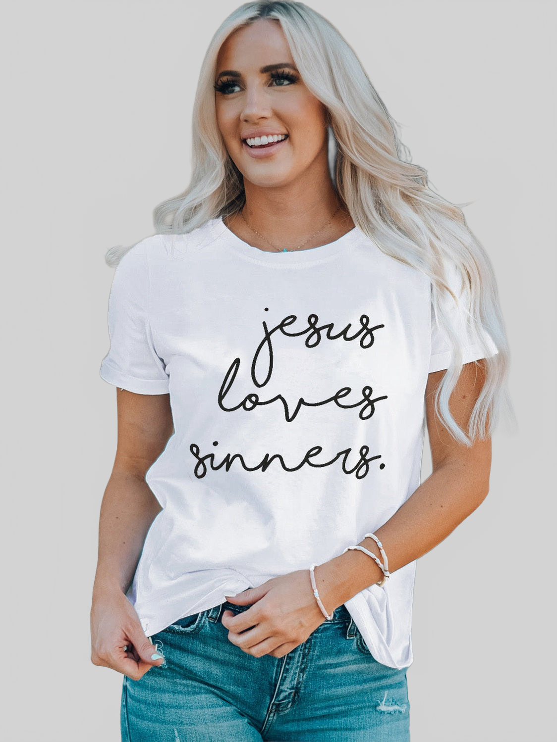 Women Letter Graphic Round Neck Short Sleeve T-Shirt
