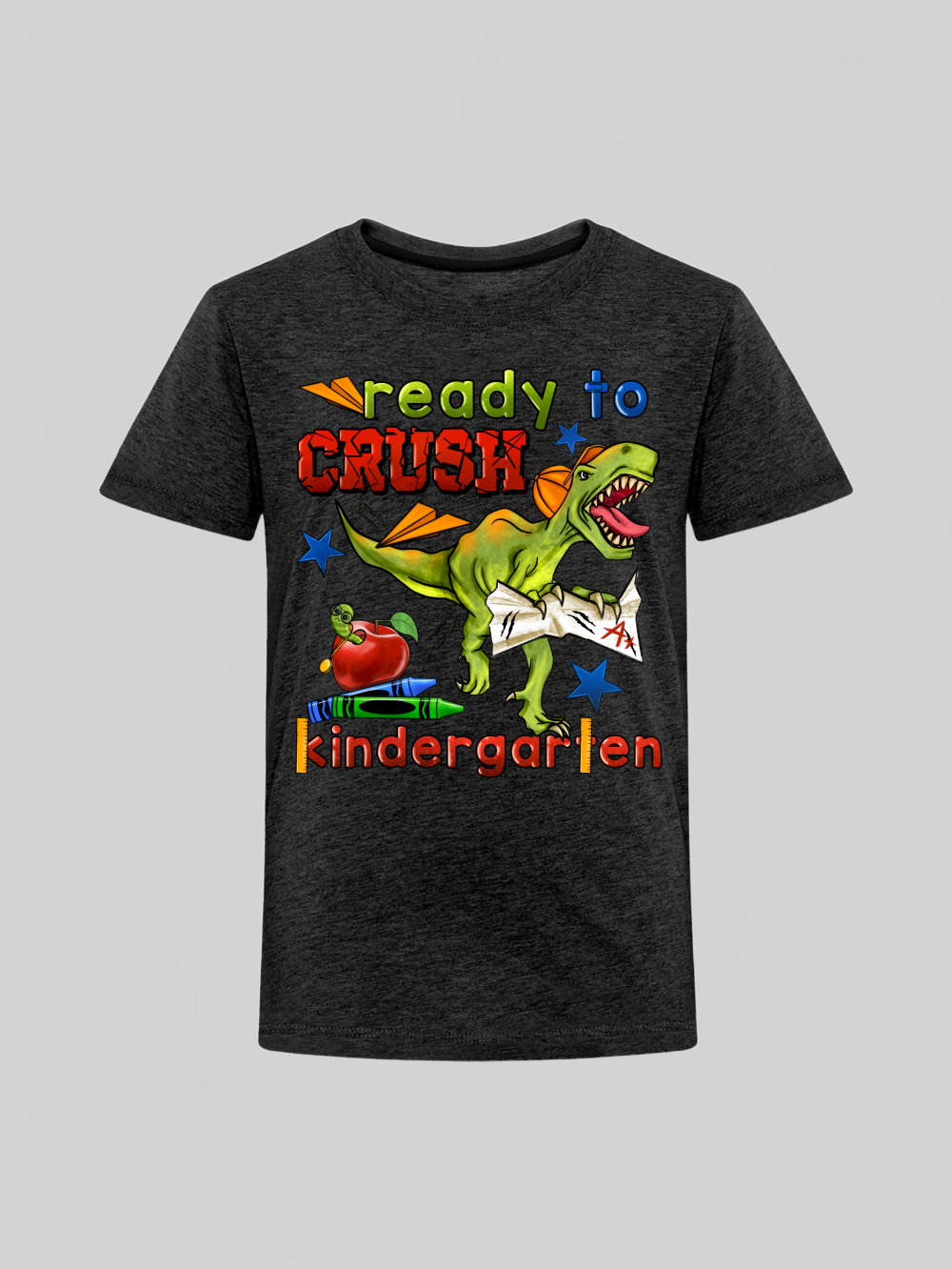 Toddler Boys Dinosaur Ready To Crush Kindergarten Short Sleeve Tee Shirt for Bac