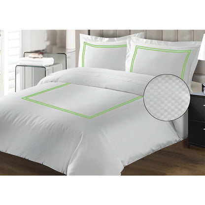 400TC Cotton Double Embroidery Sateen Microcheck Duvet Cover Set