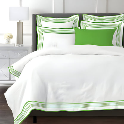 Smart Border 400TC Cotton Embroidery Sateen Solid Duvet Cover Set