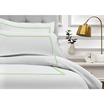 400TC Cotton Double Embroidery Sateen Microcheck Duvet Cover Set