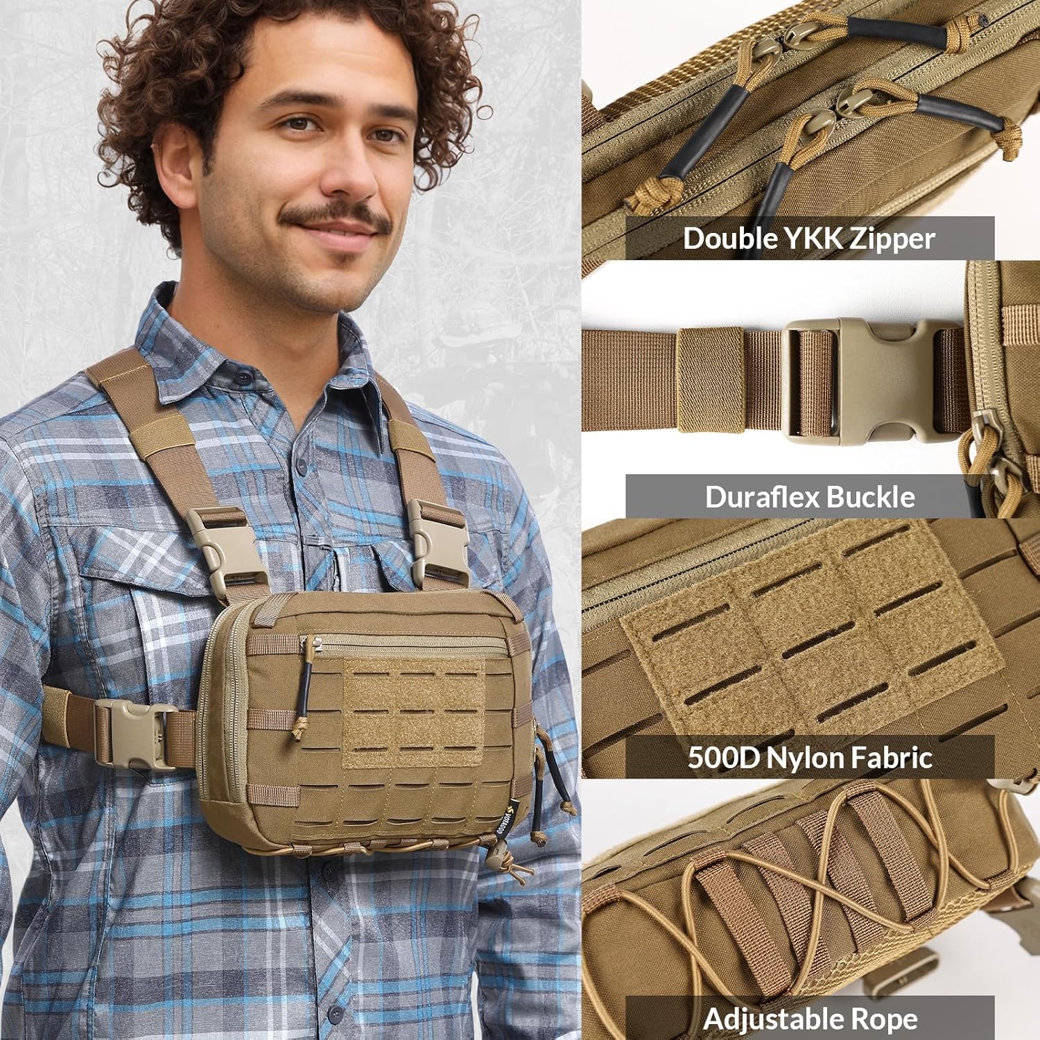 Votagoo Tactical Chest Pack EDC Chest Bag 2L Utility Molle Chest Rig Pouch