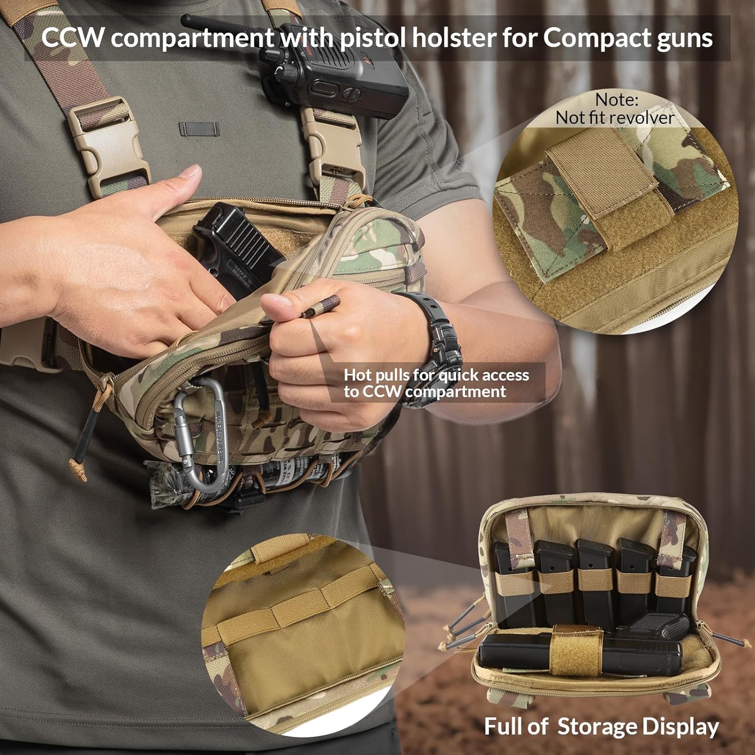 Votagoo Tactical Chest Pack EDC Chest Bag 2L Utility Molle Chest Rig Pouch