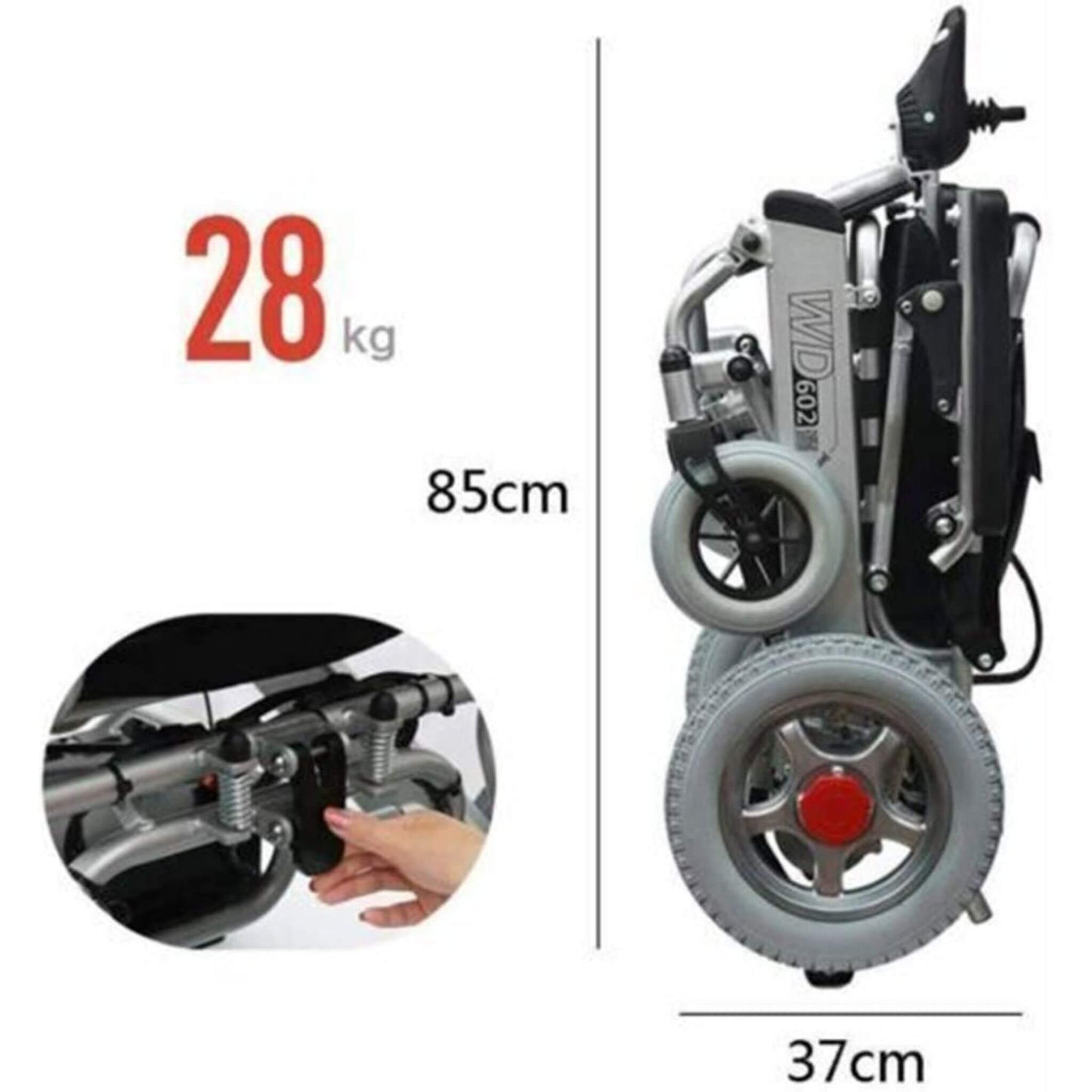 PCMOS WD602 17.5-Inch Heavy-Duty Electric Motorized Lightweight Wheelchair, 250LBS (SAK56491)