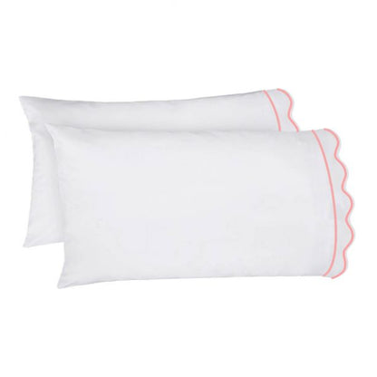 400TC Cotton Scallop Embroidery & Border Sateen Solid Sheet Set
