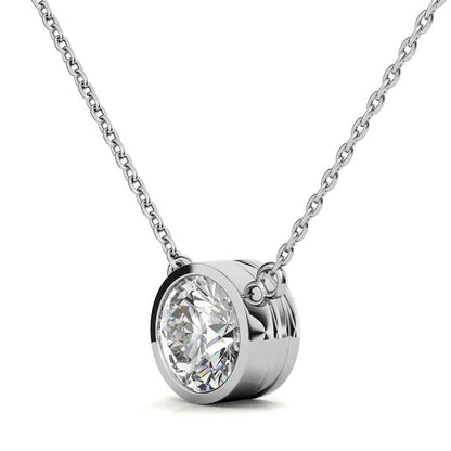 3.00 CTW AGI Certified Round Brilliant Lab Grown Diamond Bezel Pendant in 14K White or Yellow Gold