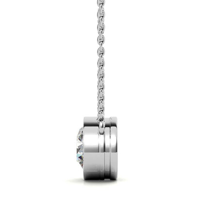 3.00 CTW AGI Certified Round Brilliant Lab Grown Diamond Bezel Pendant in 14K White or Yellow Gold