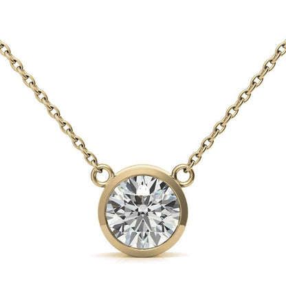 3.00 CTW AGI Certified Round Brilliant Lab Grown Diamond Bezel Pendant in 14K White or Yellow Gold