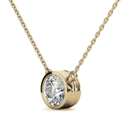 3.00 CTW AGI Certified Round Brilliant Lab Grown Diamond Bezel Pendant in 14K White or Yellow Gold