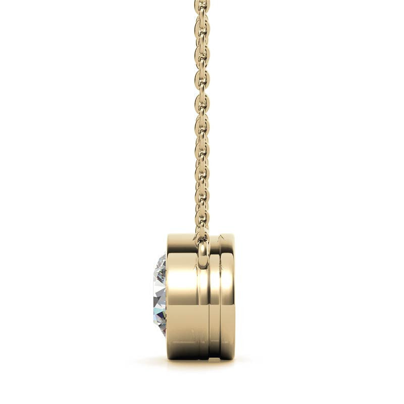 3.00 CTW AGI Certified Round Brilliant Lab Grown Diamond Bezel Pendant in 14K White or Yellow Gold