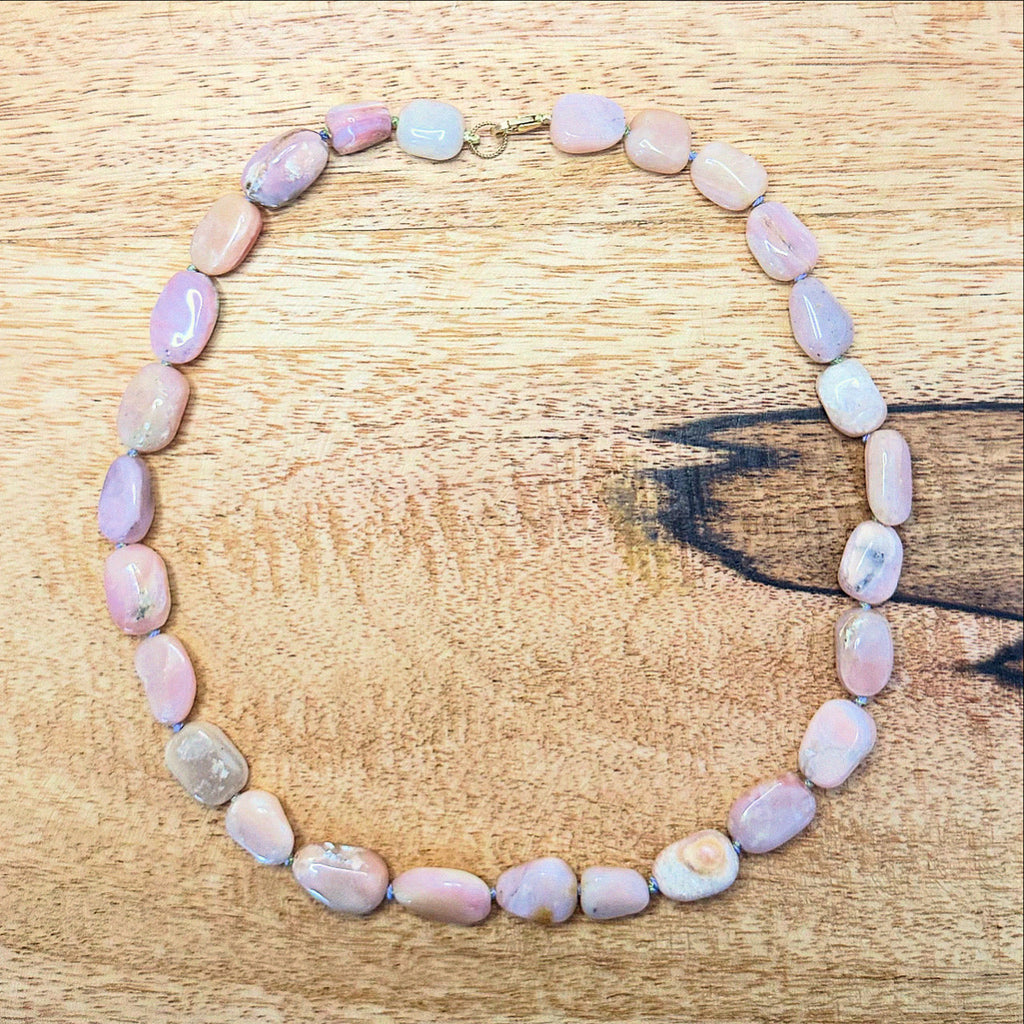 Pink Opal Bead Necklace