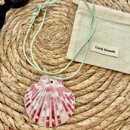 Sea Shell Pendant Necklace with Semi-Precious Gemstones