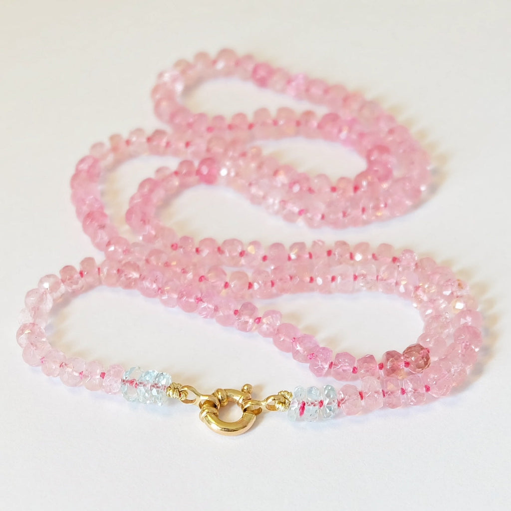 Pink Tourmaline Candy Necklace 14K Gold