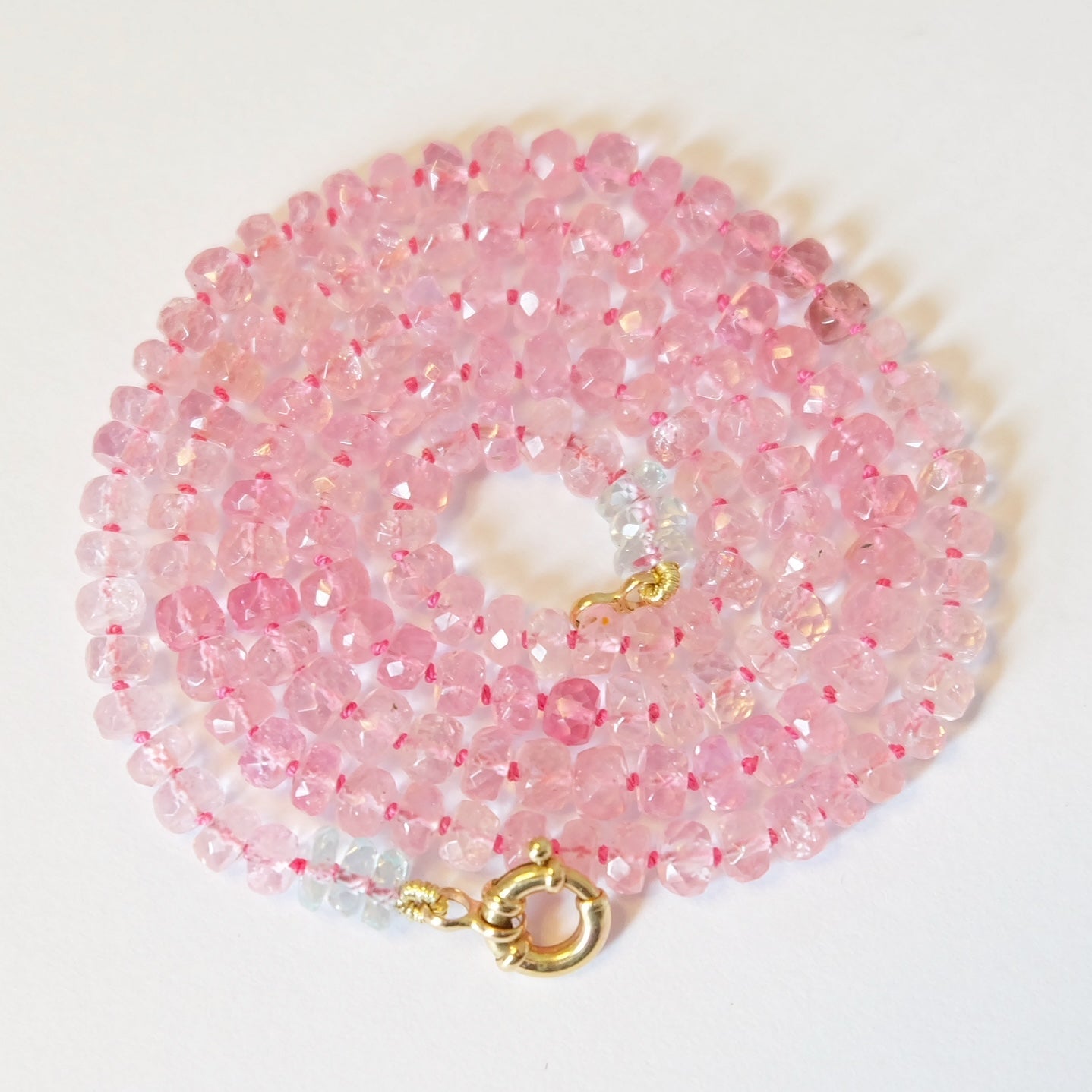 Pink Tourmaline Candy Necklace 14K Gold
