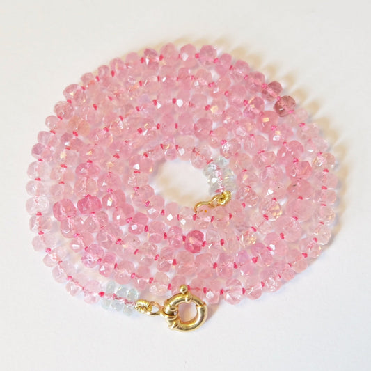 Pink Tourmaline Candy Necklace 14K Gold