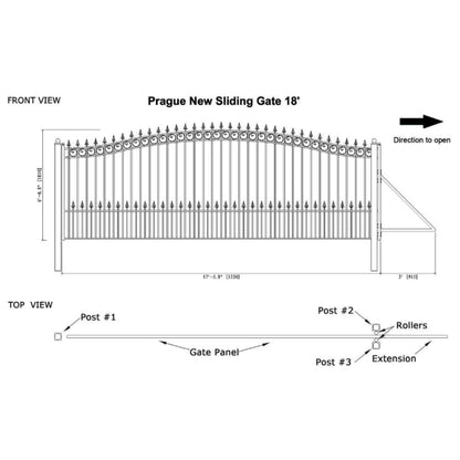 [12-18FT] Heavy-Duty Prague-Style Premium Steel Sliding Driveway Gate (SAK71492)