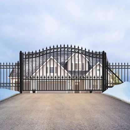 [12-18FT] Heavy-Duty Prague-Style Premium Steel Sliding Driveway Gate (SAK71492)