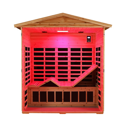 Thermora Kora Deluxe 3-Person Outdoor Full Spectrum Low EMF Infrared Home Sauna With Bluetooth Speakers And LED Reading Light (SAK14098)