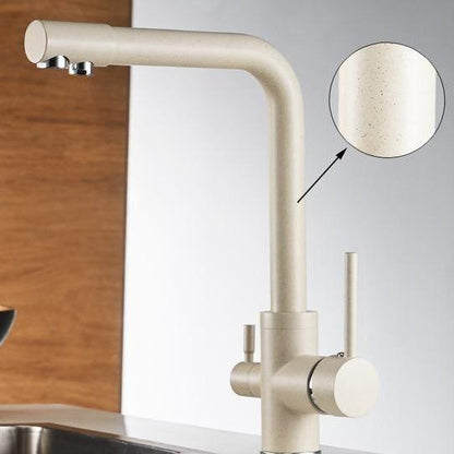 Erwin 360º Swivel Spout Dual-Handle Single-Hole Kitchen Sink Faucet With Filter