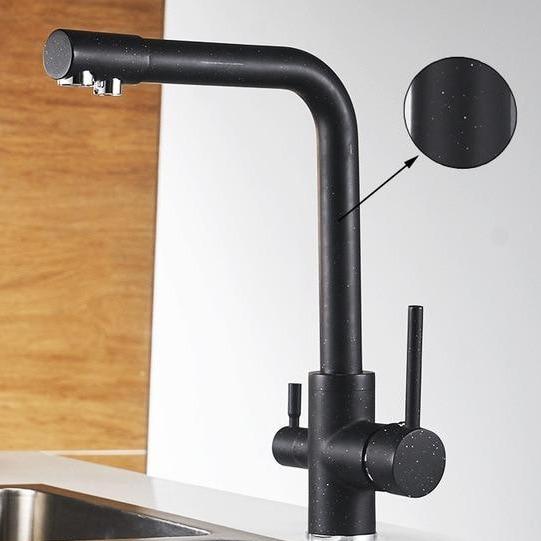 Erwin 360º Swivel Spout Dual-Handle Single-Hole Kitchen Sink Faucet With Filter