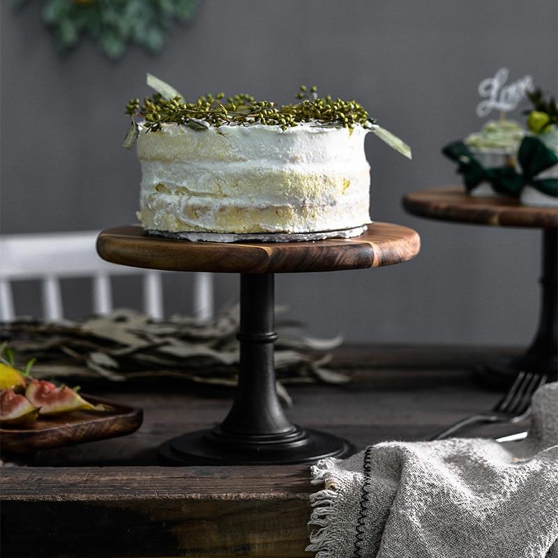 Tall European Wooden Cake Tray