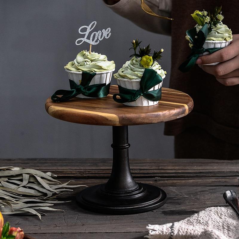 Tall European Wooden Cake Tray