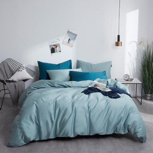 Turquoise Grace Silk Duvet Cover Set (Premium Egyptian Cotton) 600TC