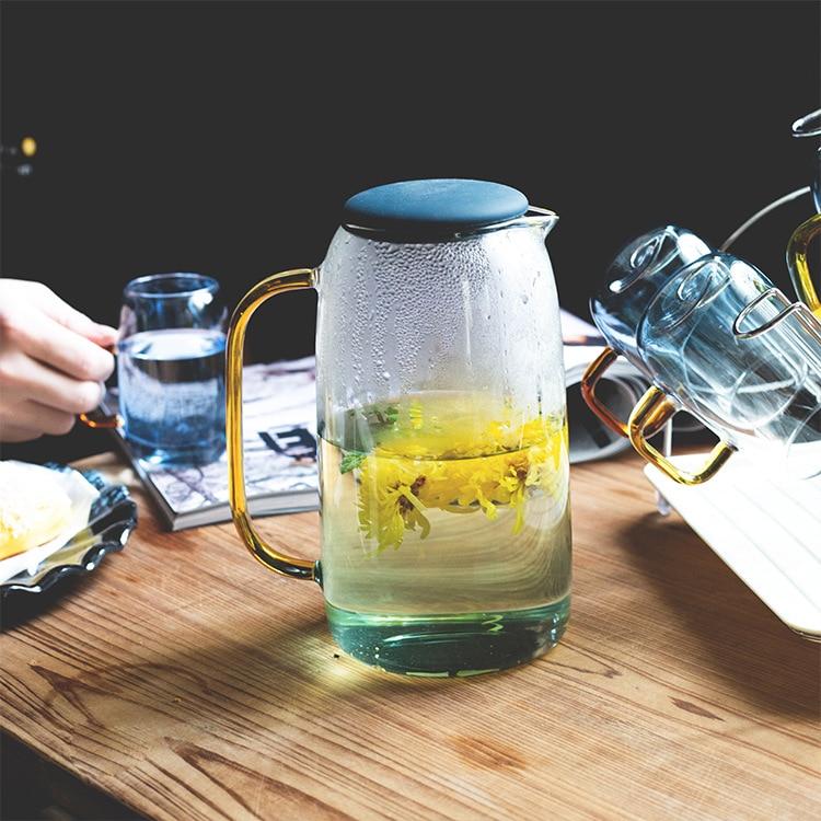 Colored Glass Carafe and Glass Set