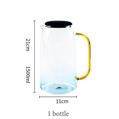 Colored Glass Carafe and Glass Set