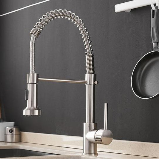 Michael Spring Spout Pull-Down Single-Hole Kitchen Sink Faucet