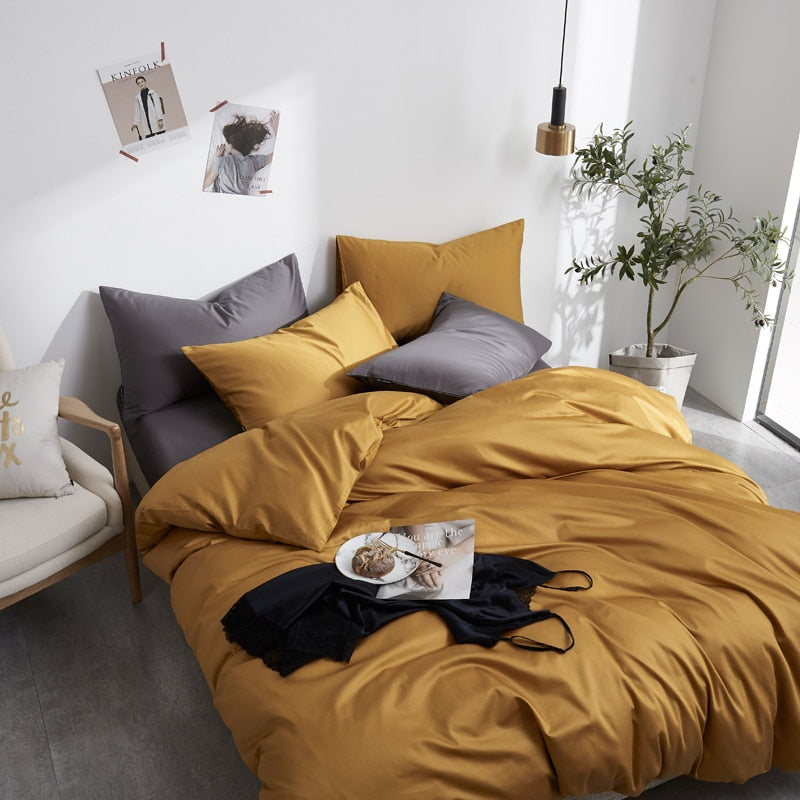 Butterscotch Grace Silk Duvet Cover Set (Premium Egyptian Cotton) 600TC