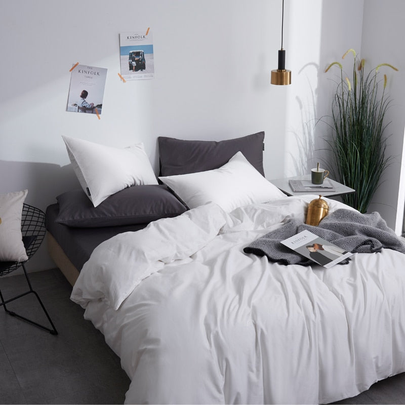 White Grace Silk Duvet Cover Set (Premium Egyptian Cotton) 600TC