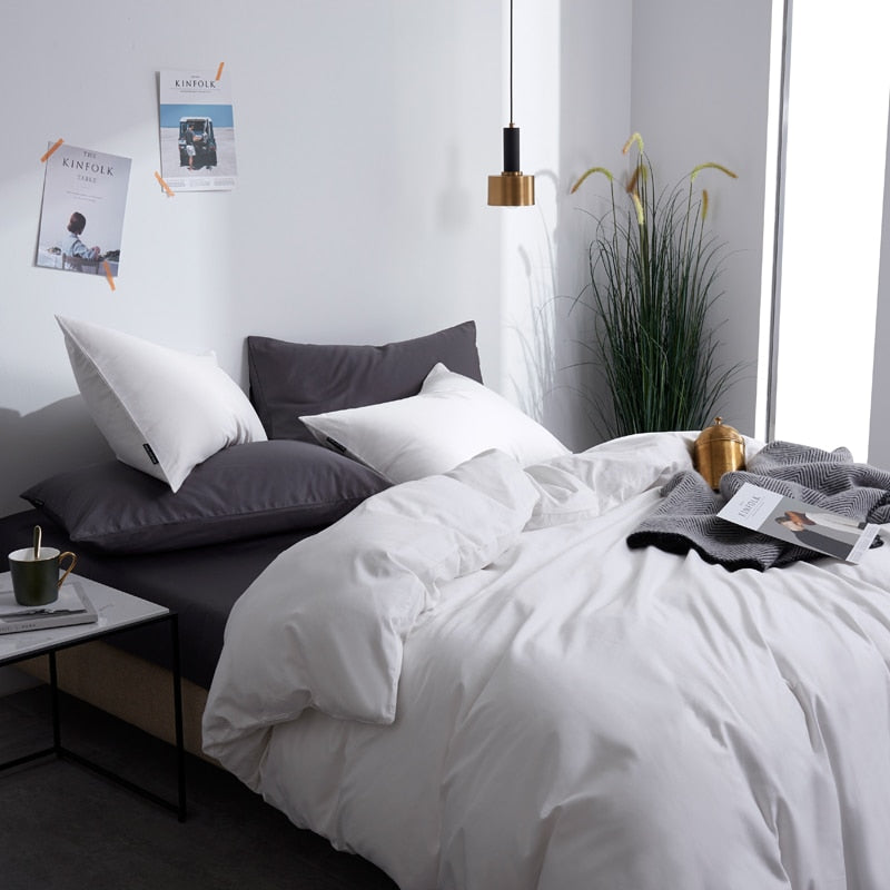 White Grace Silk Duvet Cover Set (Premium Egyptian Cotton) 600TC